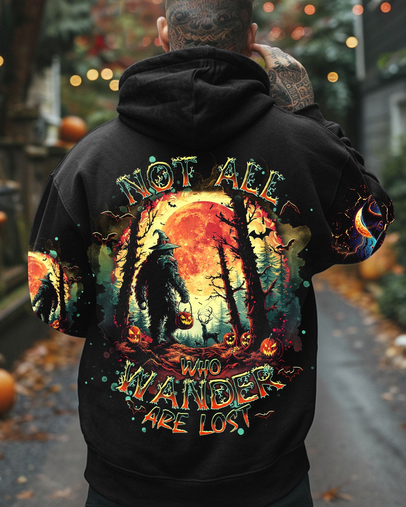 BLISSCORNERS NOT ALL WHO WANDER ARE LOST BIGFOOT HALLOWEEN ALL OVER PRINT