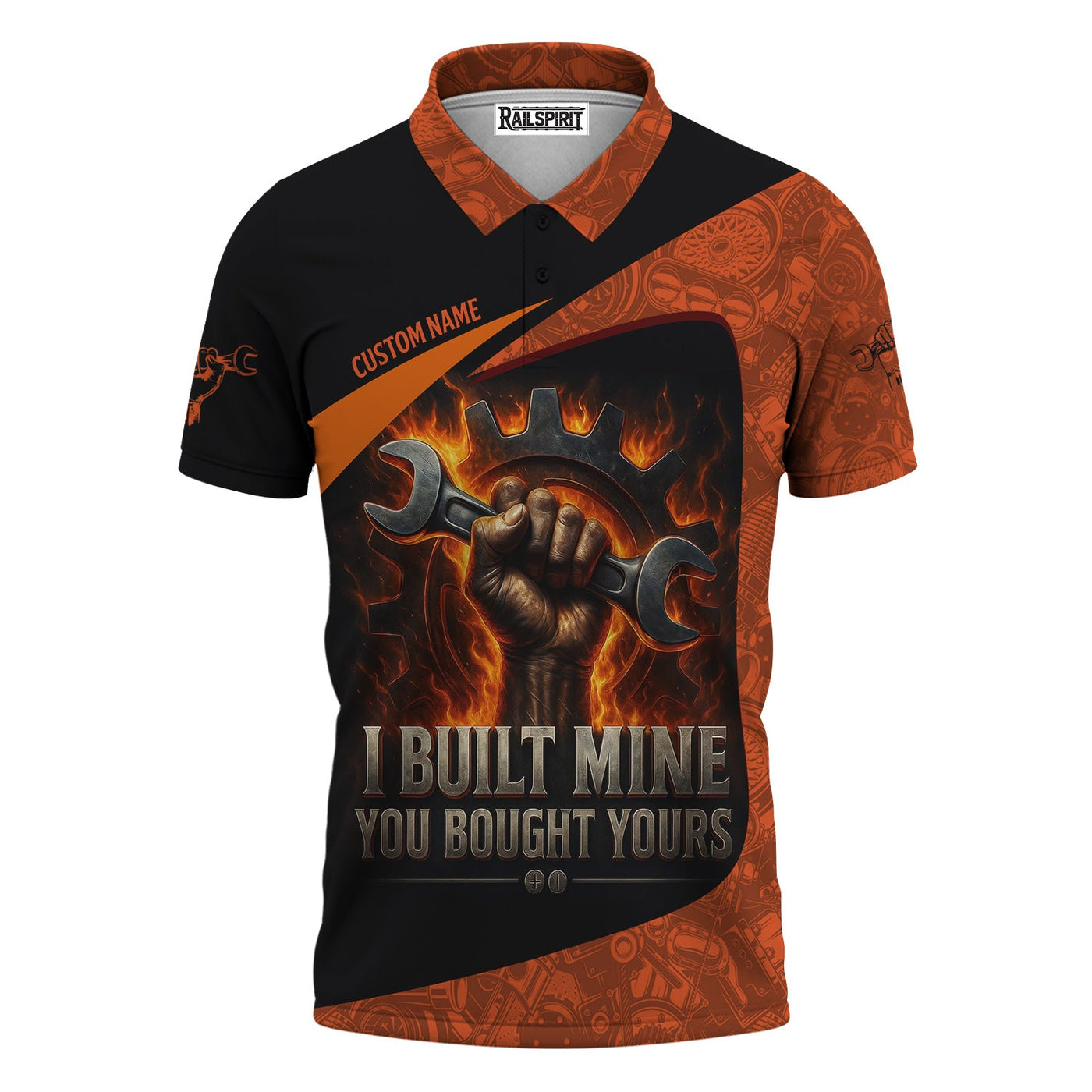 Blisscorners Personalized Mechanic Shirt, I Built Mine You Bought Yours, Flame Design, Gift For Men