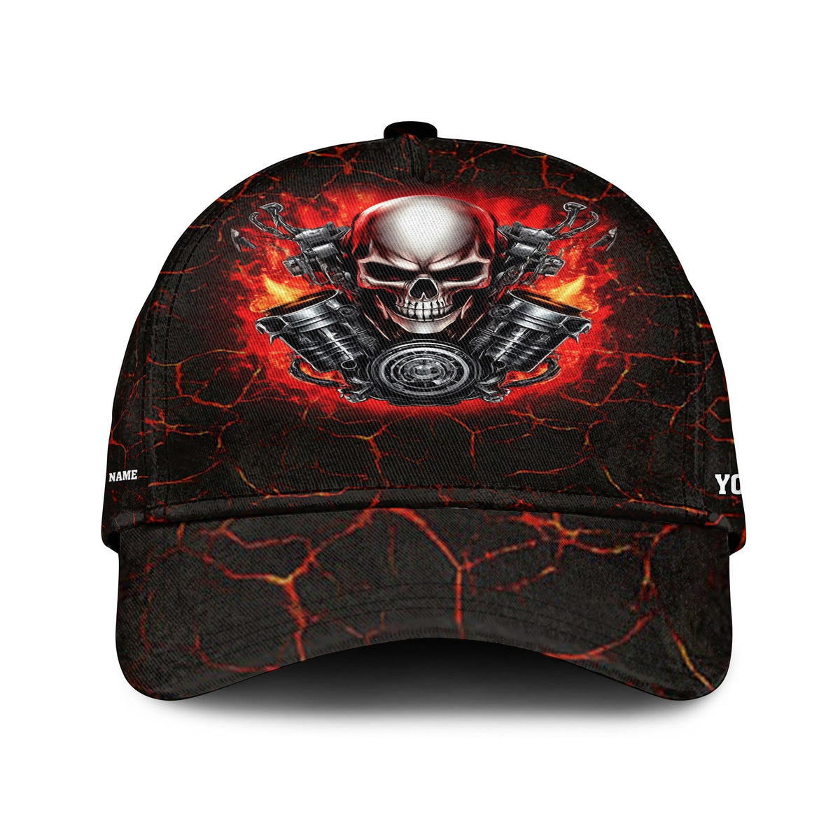Blisscorners Custom Name Skull Mechanic Shirt Flame Style Printed Jacket Hoodie All Over Print