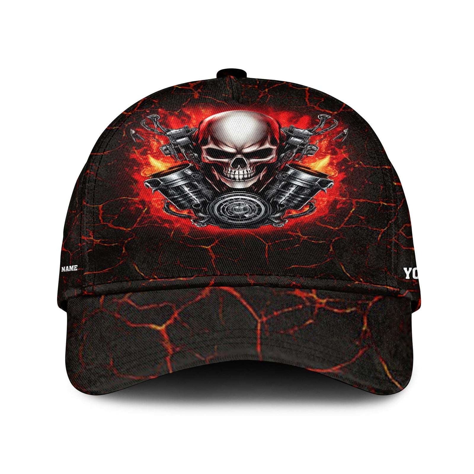 Blisscorners Custom Name Skull Mechanic Shirt Flame Style Printed Jacket Hoodie All Over Print