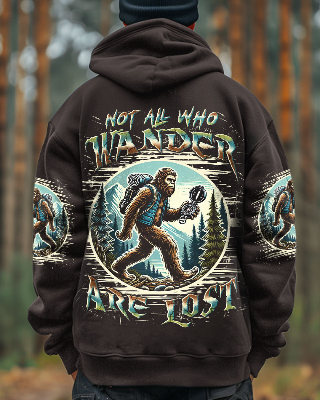 BLISSCORNERS NOT ALL WHO WANDER ARE LOST BIGFOOT ALL OVER PRINT
