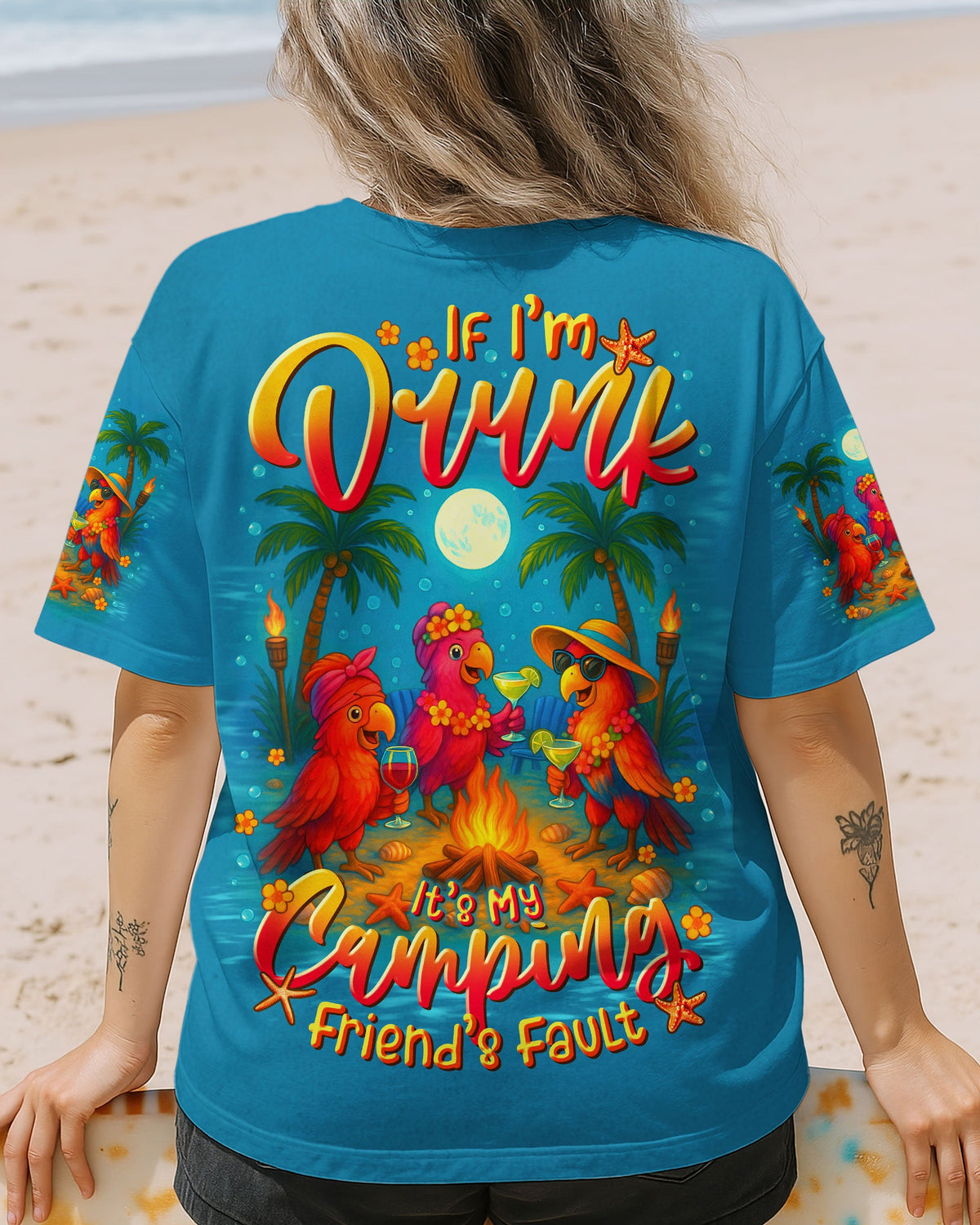 BLISSCORNERS IF I'M DRUNK IT'S MY CAMPING FRIEND'S FAULT PARROT ALL OVER PRINT