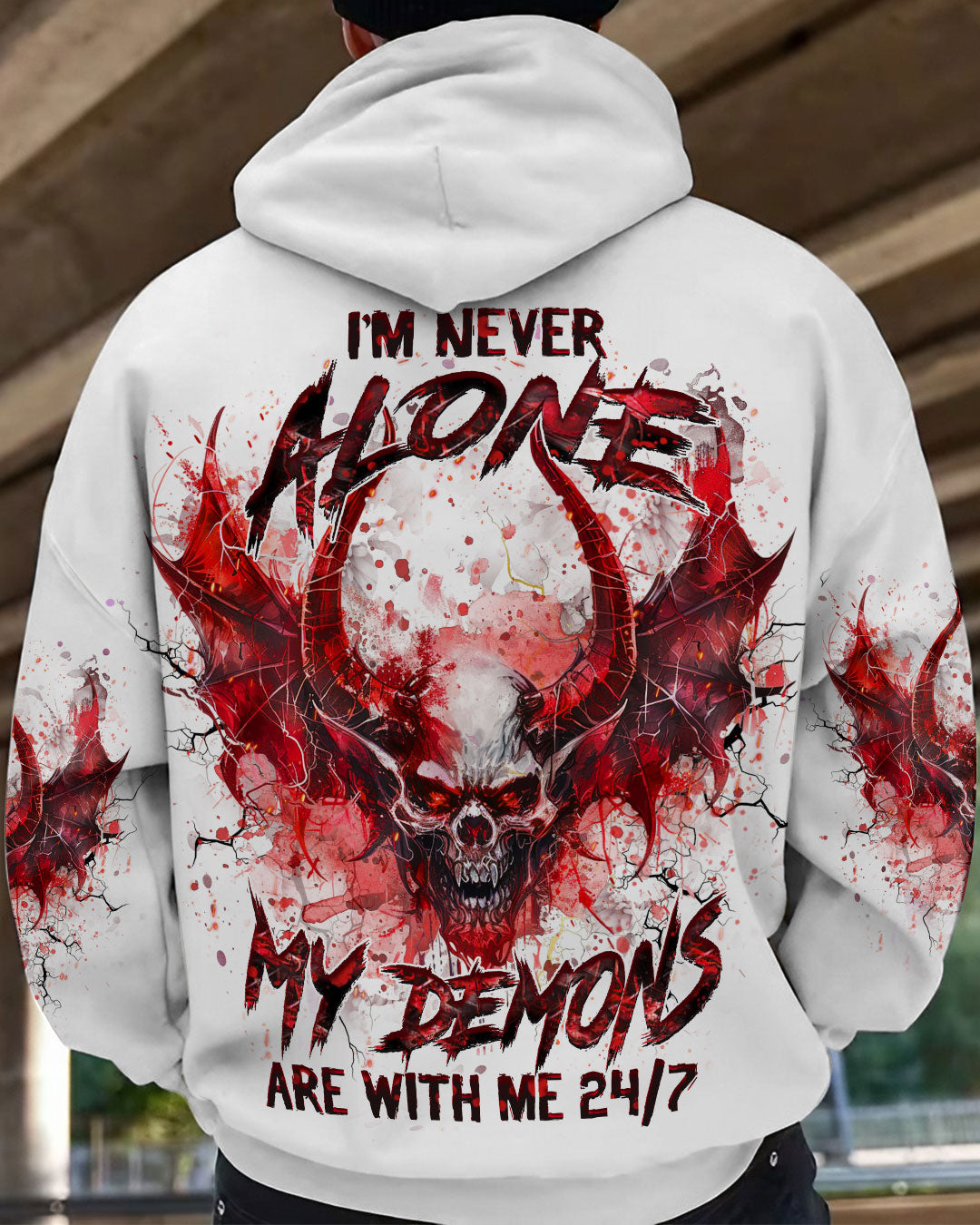 BLISSCORNERS I'M NEVER ALONE SKULL DEMON ALL OVER PRINT