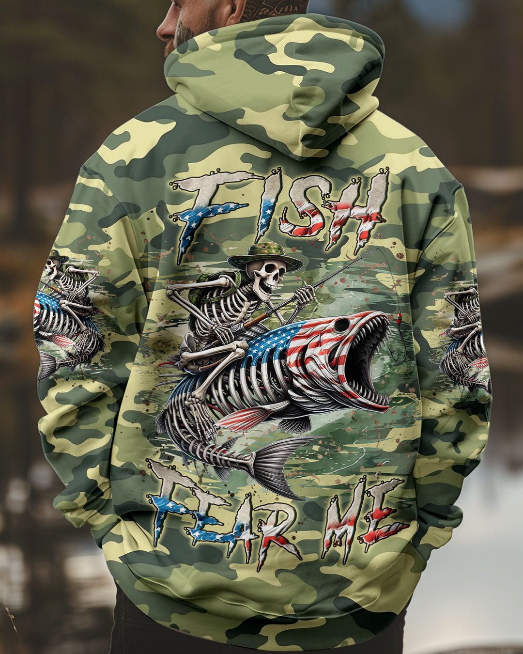 BLISSCORNERS FISH FEAR ME SKULL FISHING CAMO ALL OVER PRINT