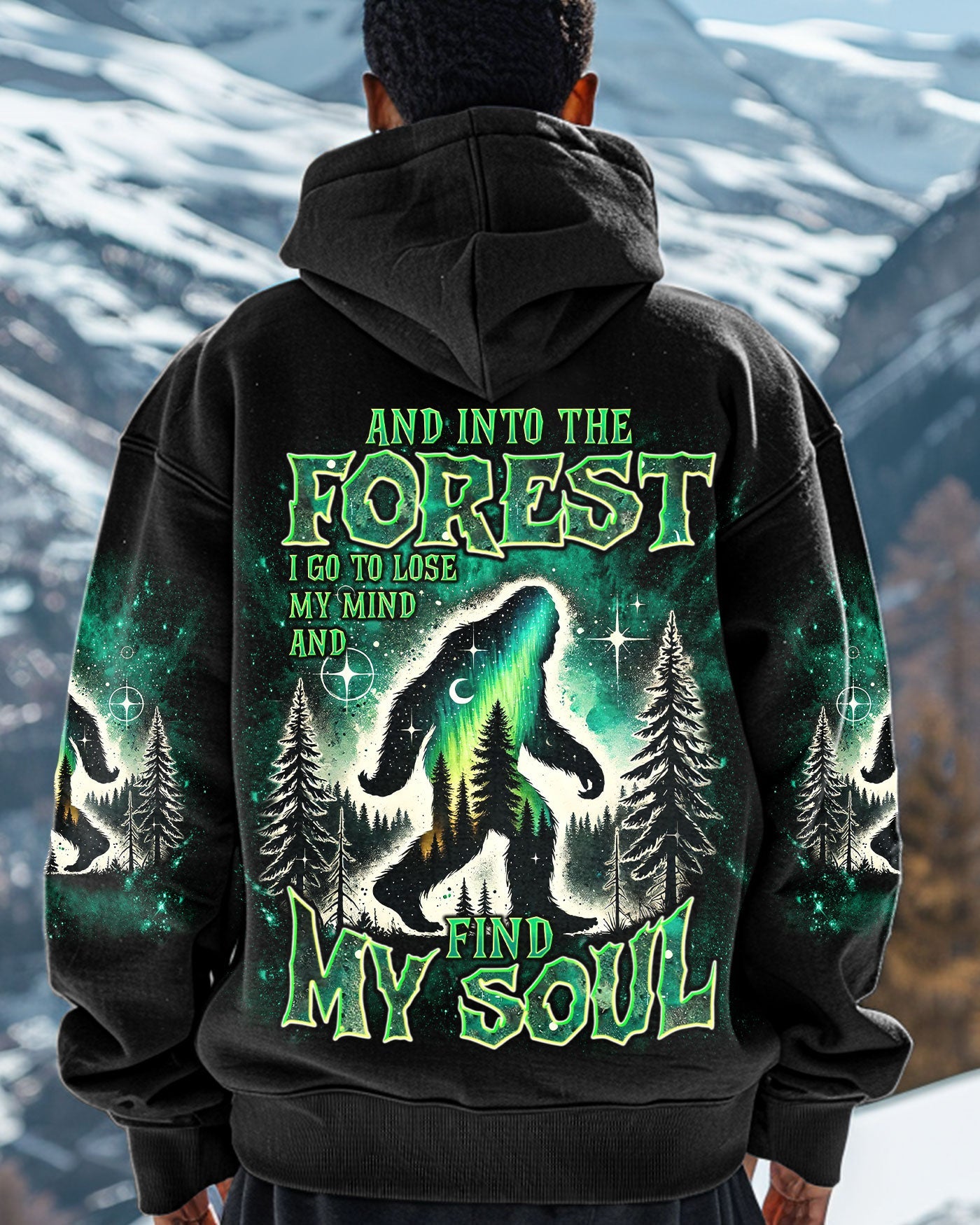 BLISSCORNERS AND INTO THE FOREST I GO BIGFOOT ALL OVER PRINT
