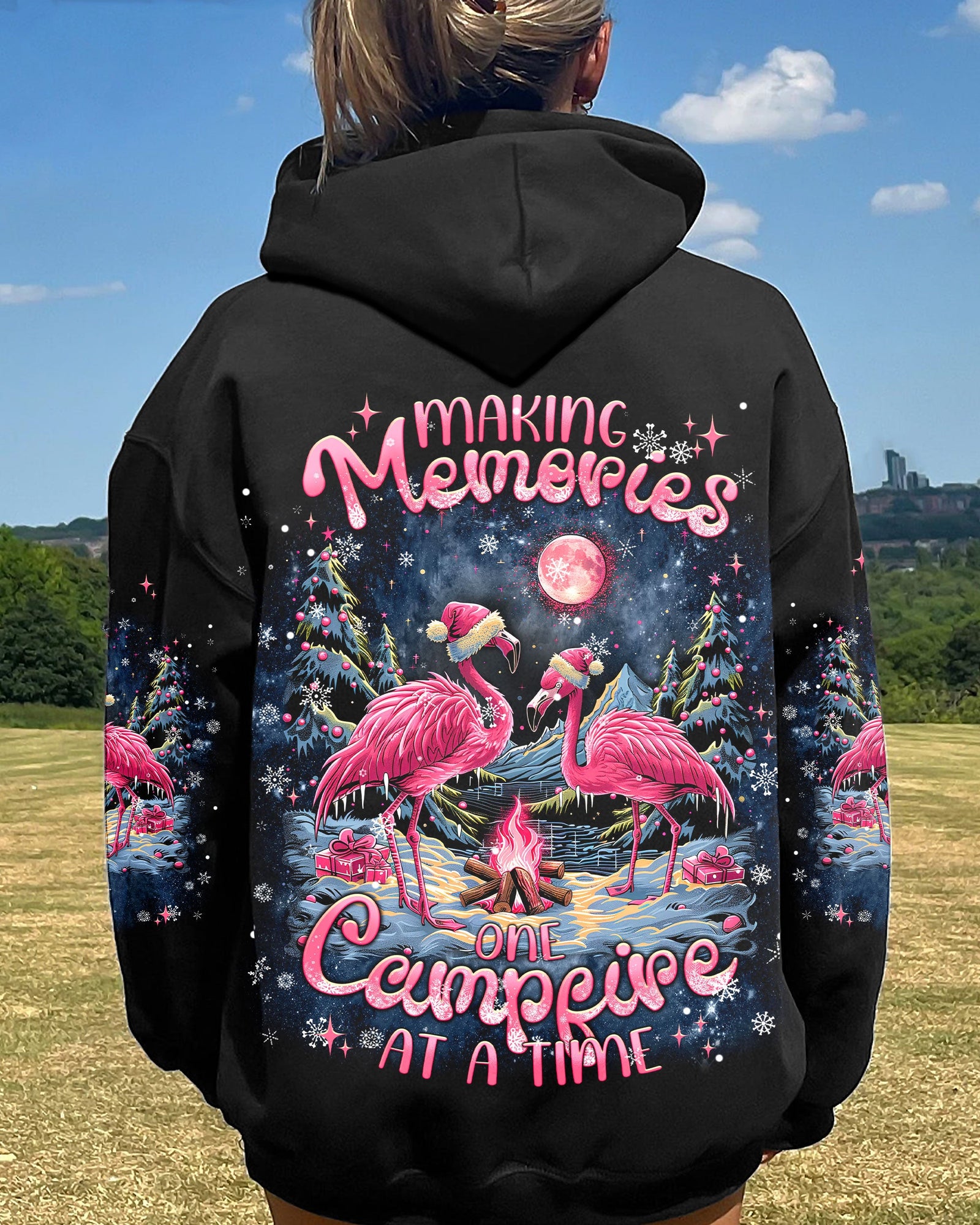 BLISSCORNERS MAKING MEMORIES ONE CAMPFIRE AT A TIME FLAMINGO CHRISTMAS ALL OVER PRINT -  TLNT1210241