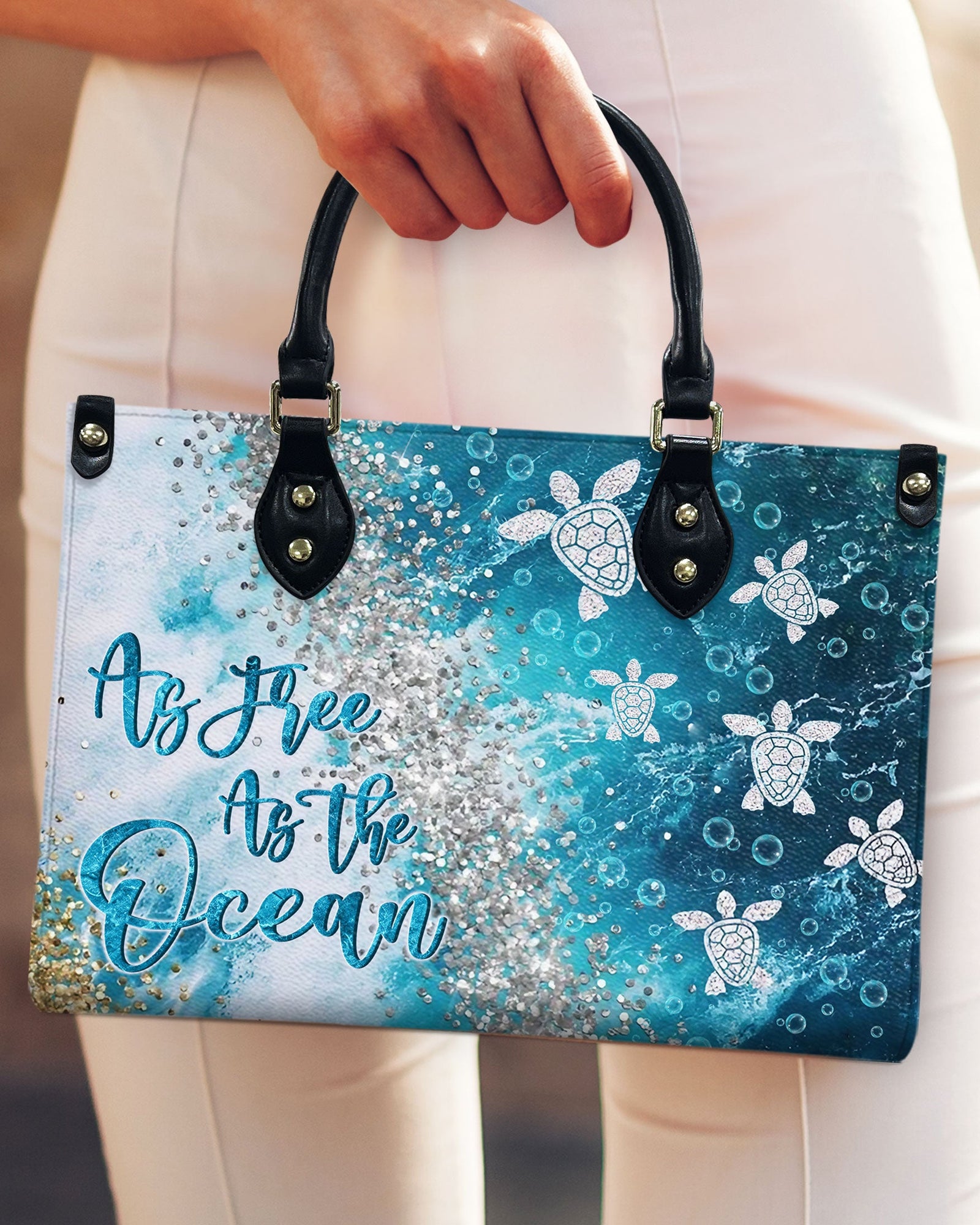 BLISSCORNERS AS FREE AS THE OCEAN LEATHER HANDBAG