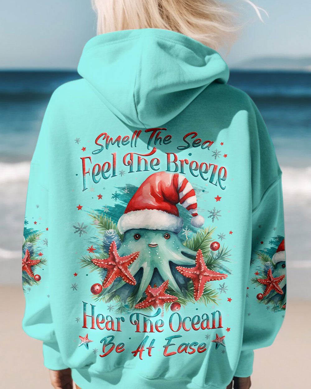 BLISSCORNERS SMELL THE SEA FEEL THE BREEZE CHRISTMAS STARFISH ALL OVER PRINT