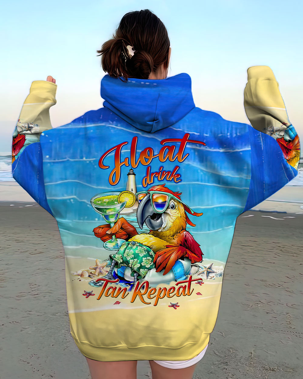 BLISSCORNERS FLOAT DRINK TAN REPEAT PARROT ALL OVER PRINT