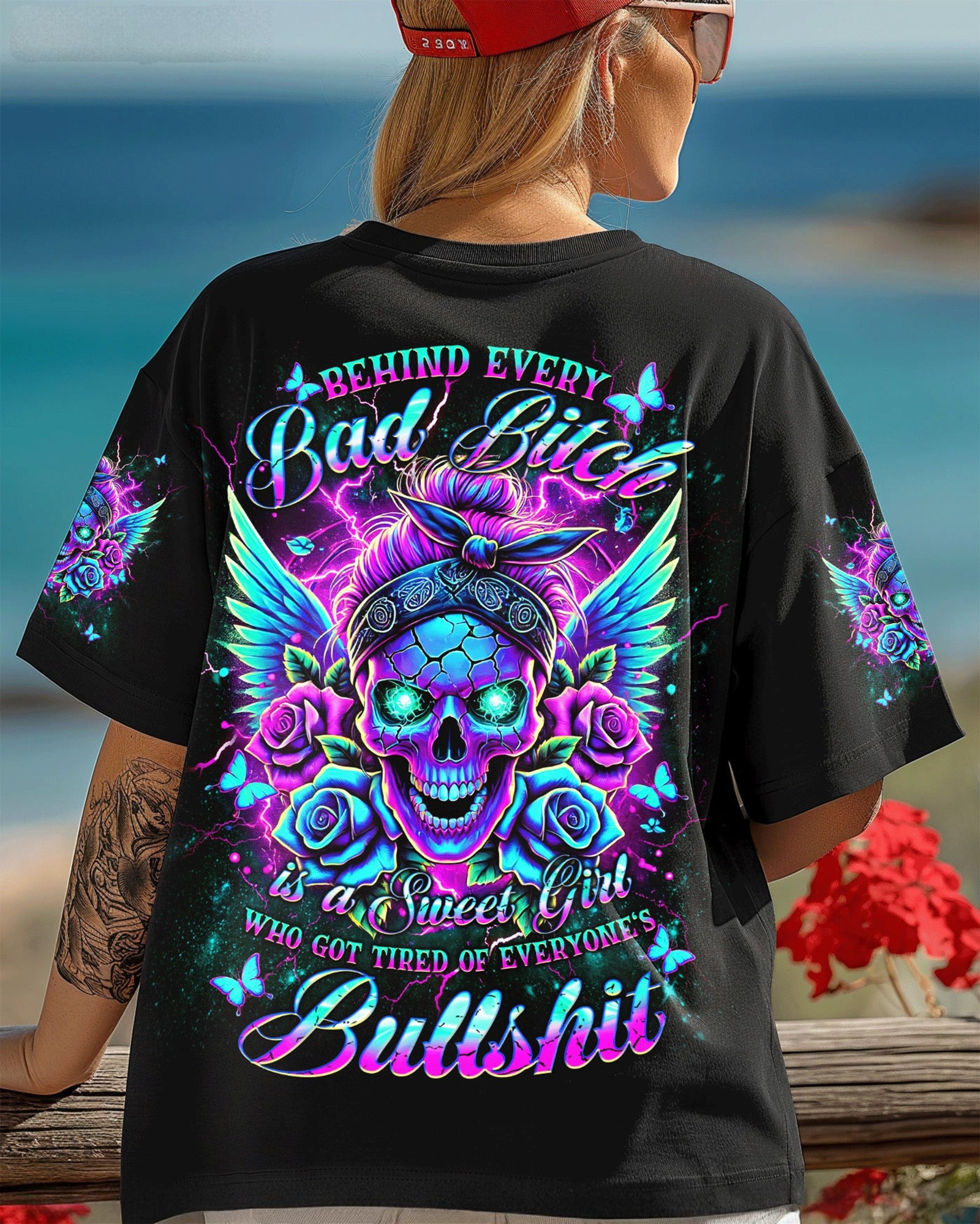 BLISSCORNERS IT'S GOING TO BE ONE OF THOSE DAYS MESSY BUN SKULL ALL OVER PRINT