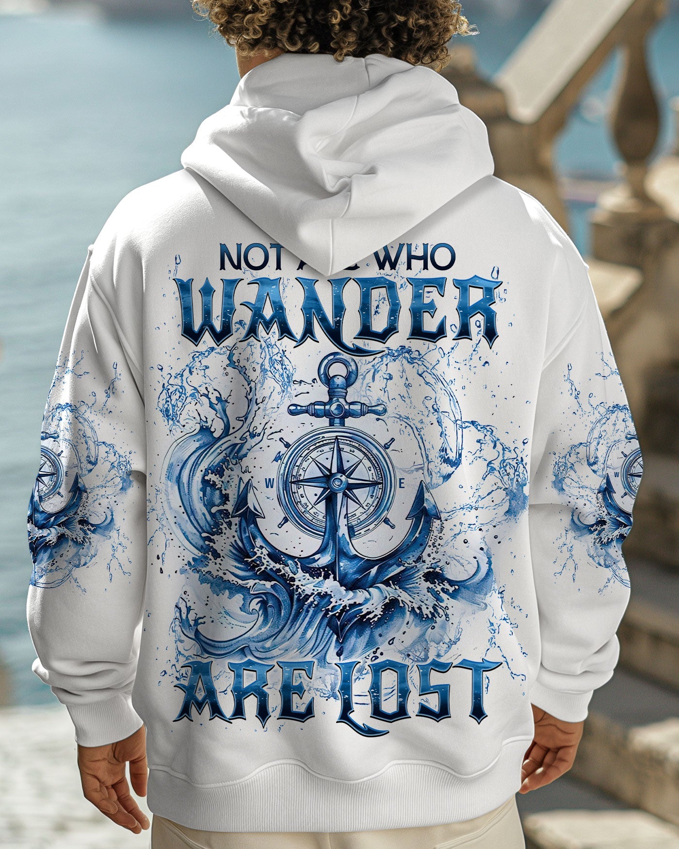 BLISSCORNERS NOT ALL WHO WANDER ARE LOST ANCHOR COMPASS ALL OVER PRINT