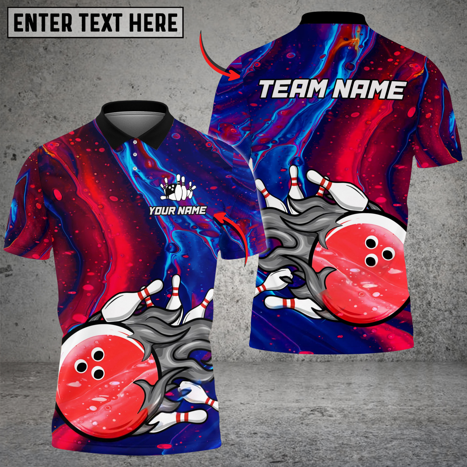 Blisscorners Bowling And Pins Galaxy Flame Customized Name, Team Name 3D Shirt5