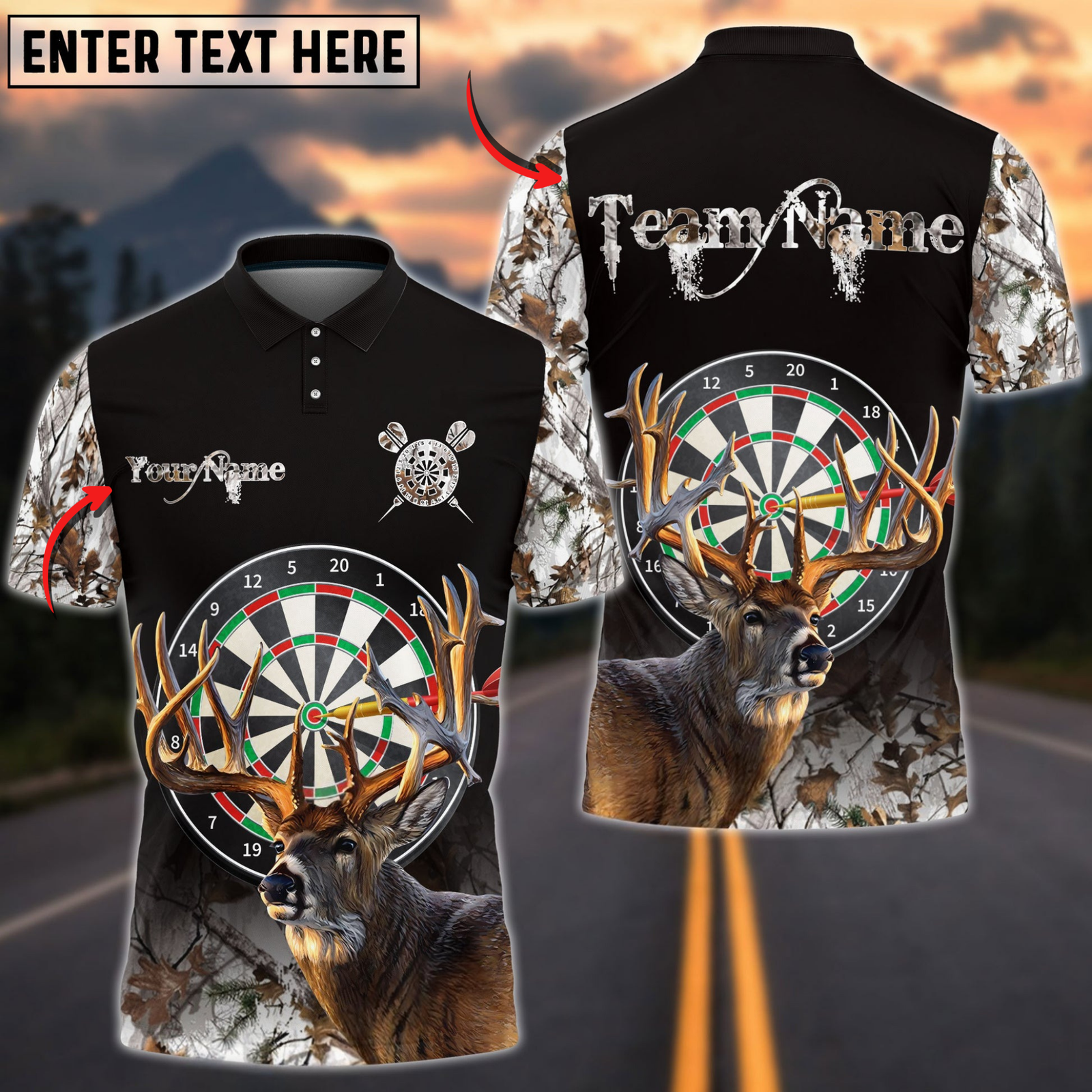 Blisscorners Darts Deer Hunting Camo Multicolor Options Personalized Name Shirt (4 Colors)