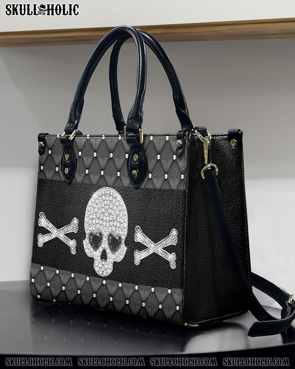 BLISSCORNERS DIAMOND SKULL LEATHER HANDBAG