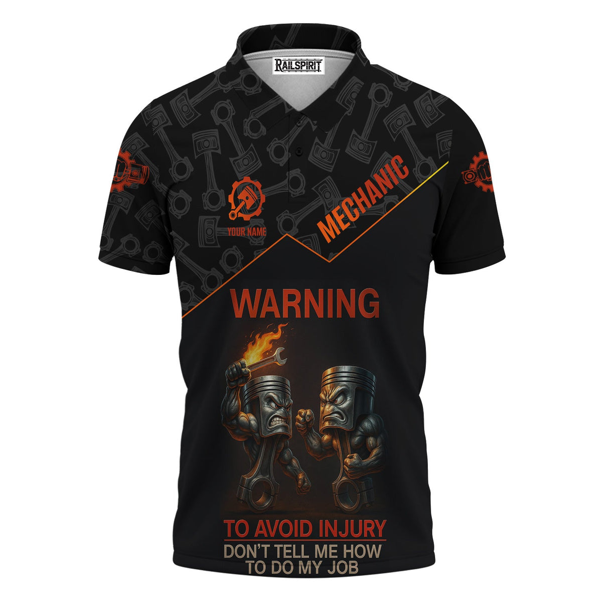 Blisscorners Personalized Auto Repair Mechanic Shirt, Funny Piston Warning Graphic, To Avoid Injury Don’t Tell Me How To Do My Job, Gift For Men