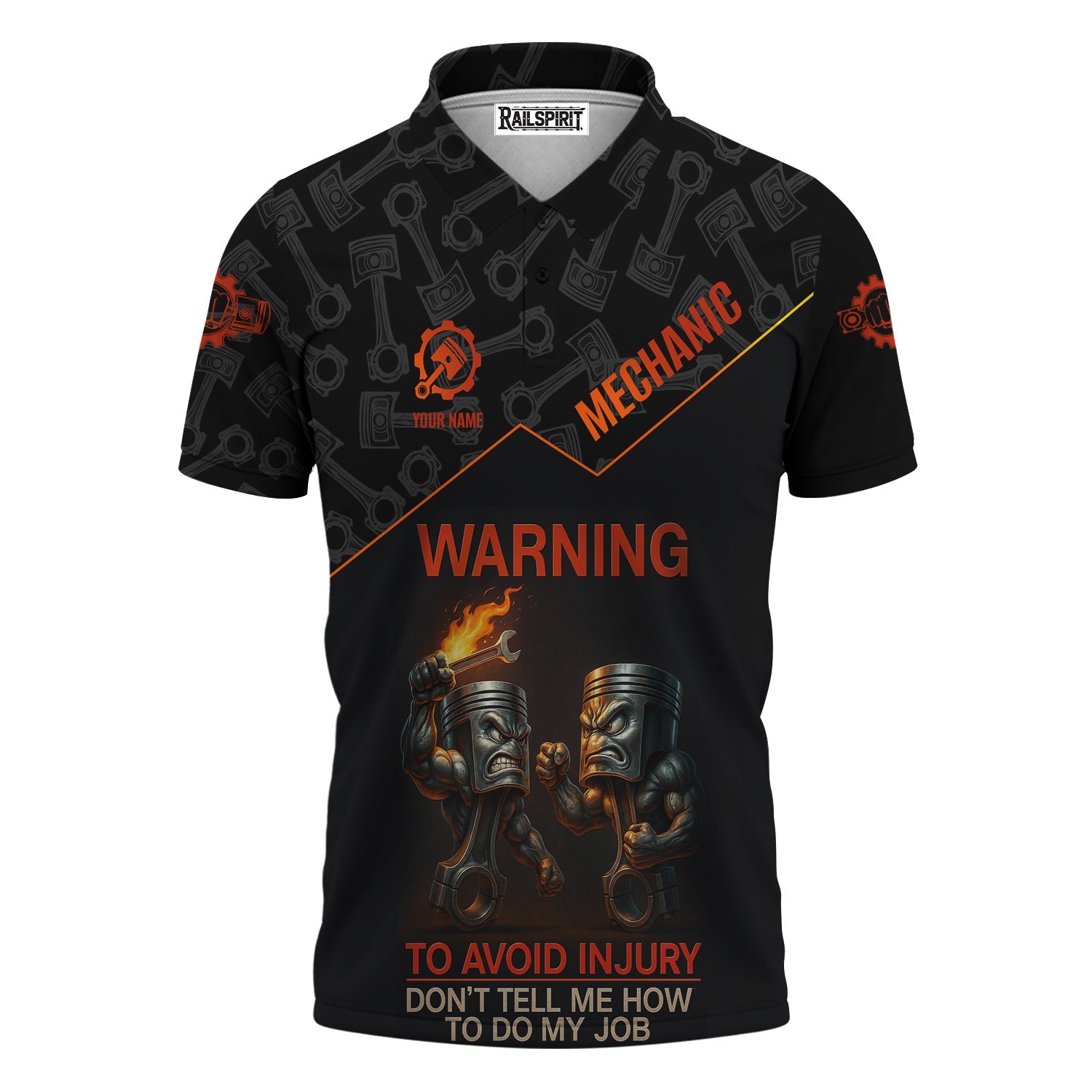 Blisscorners Personalized Auto Repair Mechanic Shirt, Funny Piston Warning Graphic, To Avoid Injury Don’t Tell Me How To Do My Job, Gift For Men