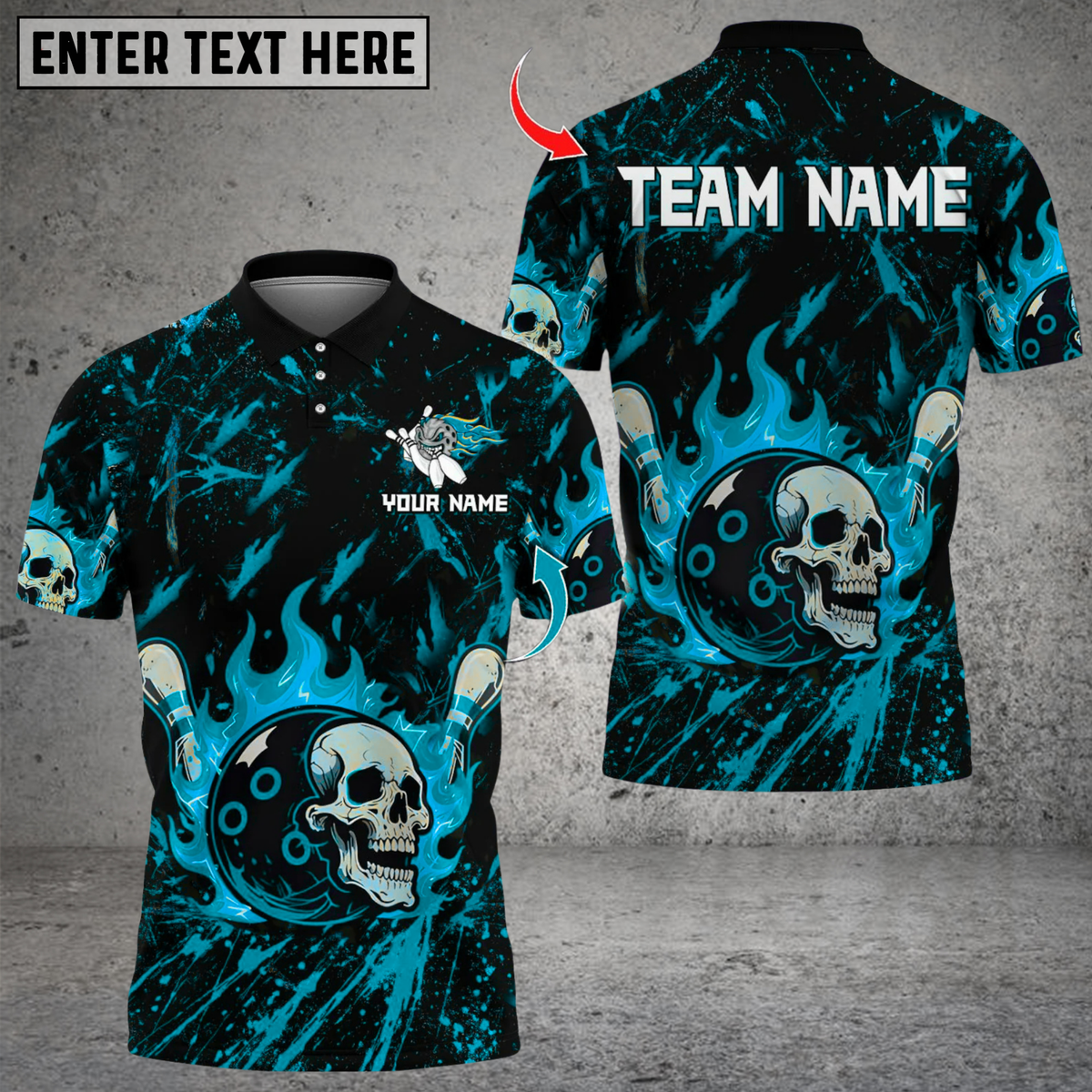 Blisscorners Bowling Flame Skull  Multicolor Customized Name, Team Name 3D Shirts