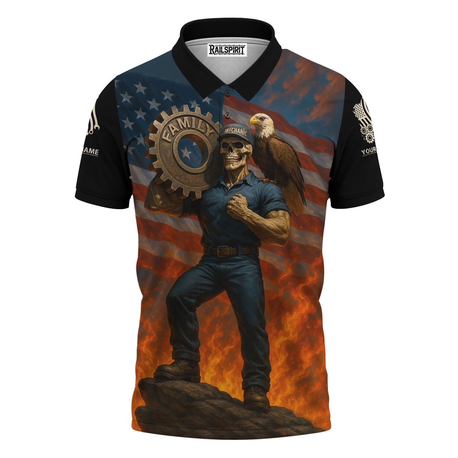 Blisscorners Personalized T-Shirt I'm Proud To Be A Mechanic Love Family And Country USA Flag Design Shirt For Mechanics
