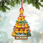 Blisscorners Personalized Funny Rubber Duck Acrylic Christmas Tree Ornament - Custom Name Xmas Decoration for Hunter or Family, Cute Holiday Ornament LM0411