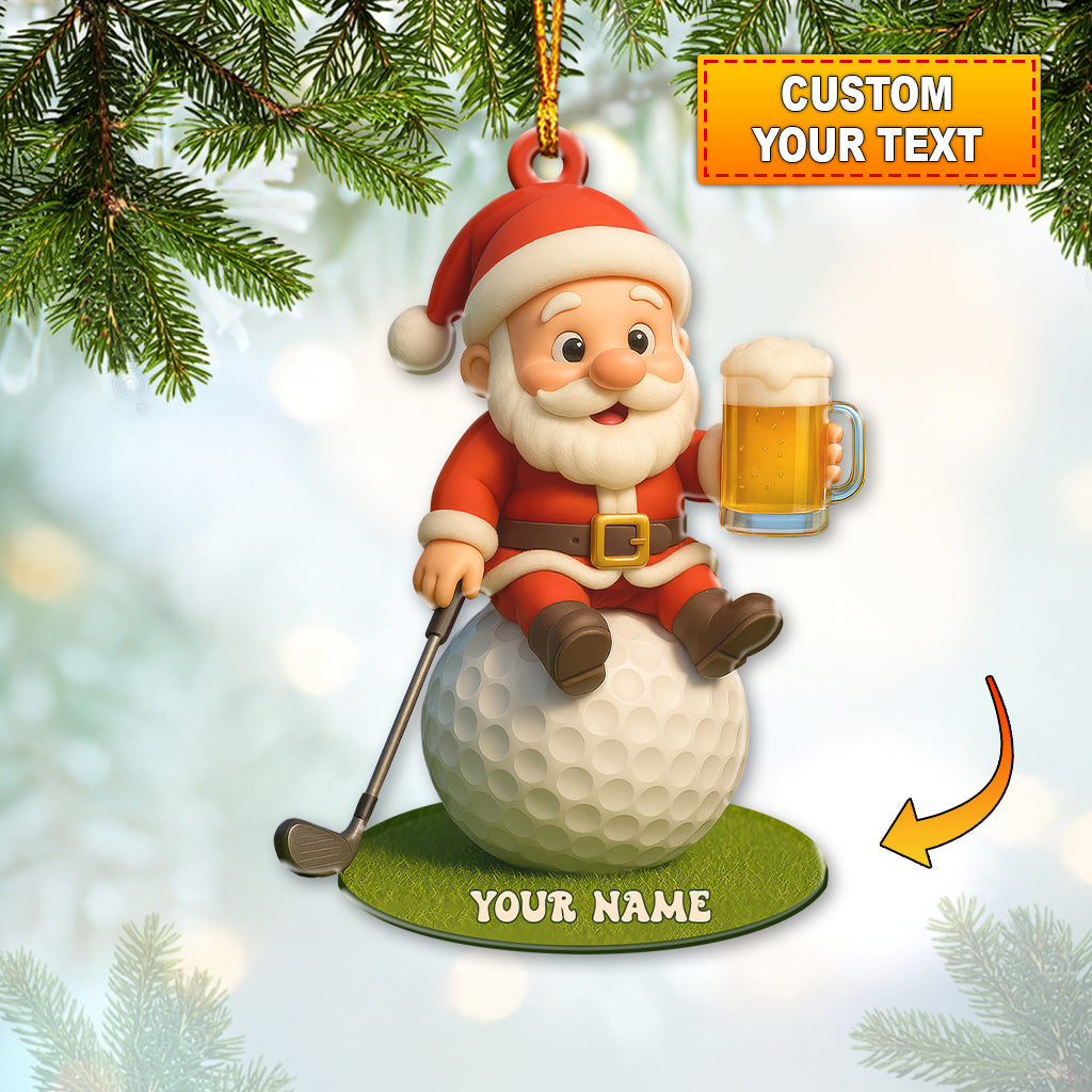 Blisscorners Christmas Golf And Beer Santa, Home Decor, Christmas Ornament, Personalized Ornament2D Flat LM2111
