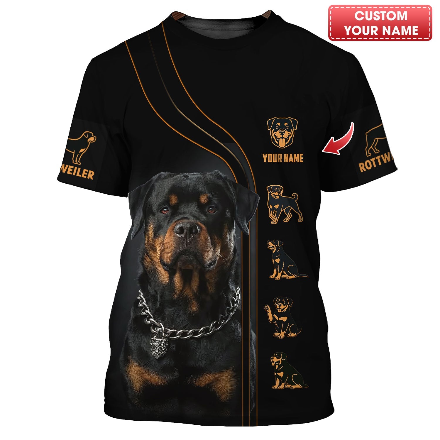 Blisscorners Personalized Rottweiler Portrait T Shirt Gift For Dog Lovers