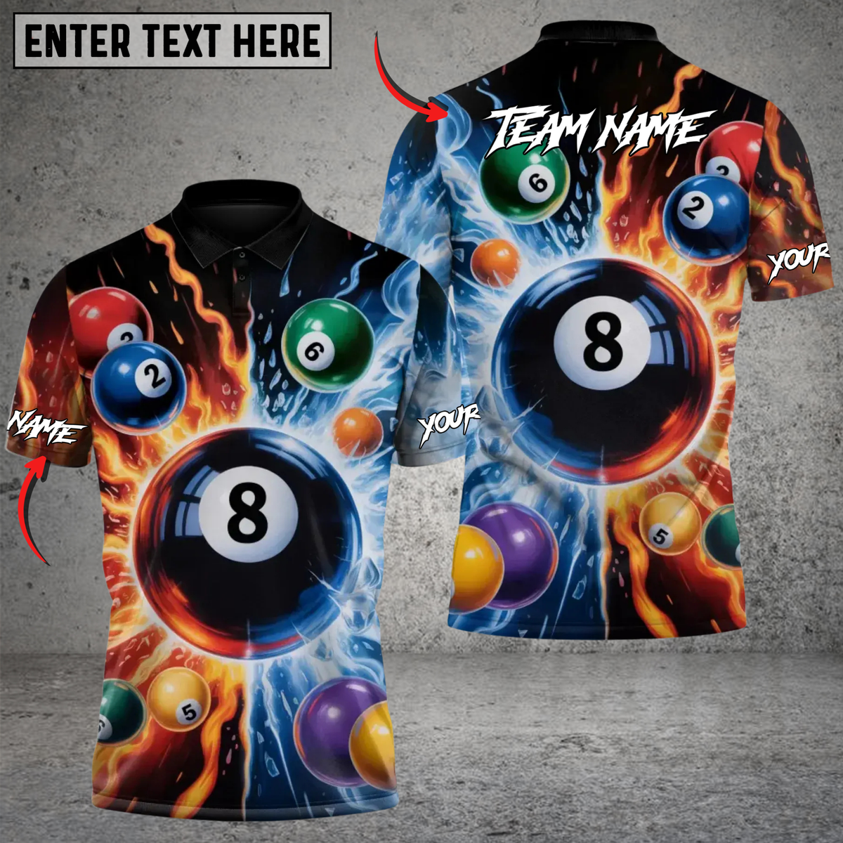 Blisscorners Billiards Inferno &amp; Ice Personalized Name 3D Unisex Shirt
