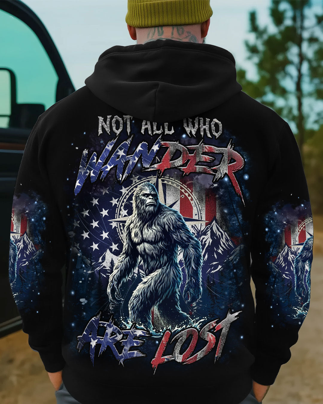 BLISSCORNERS NOT ALL WHO WANDER ARE LOST BIGFOOT ALL OVER PRINT