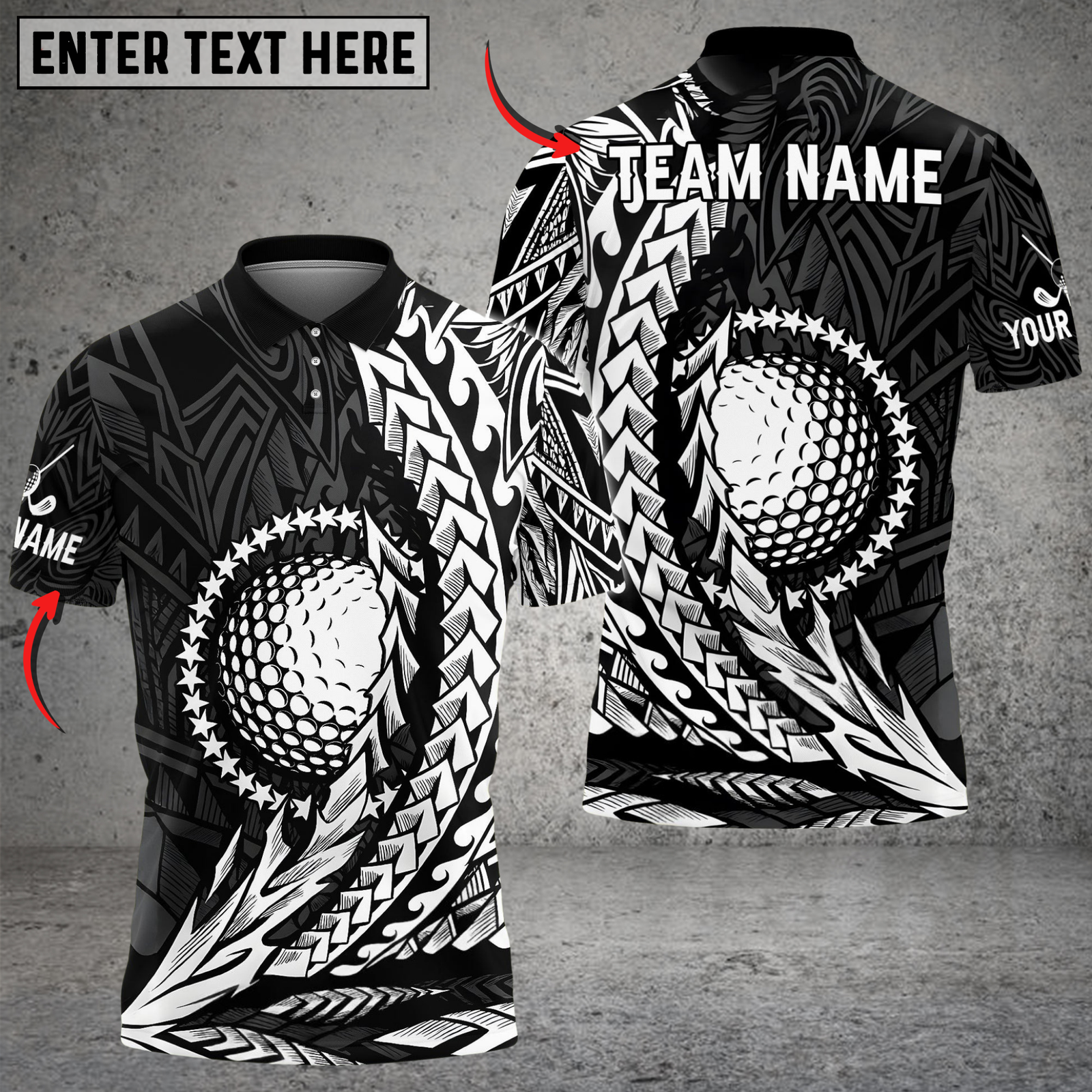 Blisscorners Tribal Swing Golf Polo Shirt, Custom Name & Team Name 3D Shirts