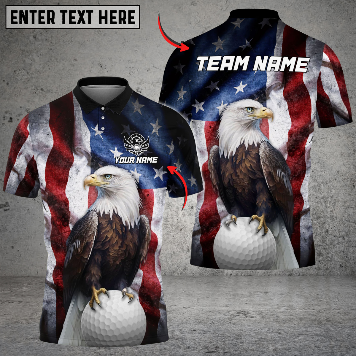 Blisscorners Patriotic Eagle Golf Polo Shirt, Custom Name &amp; Team Name 3D Shirts