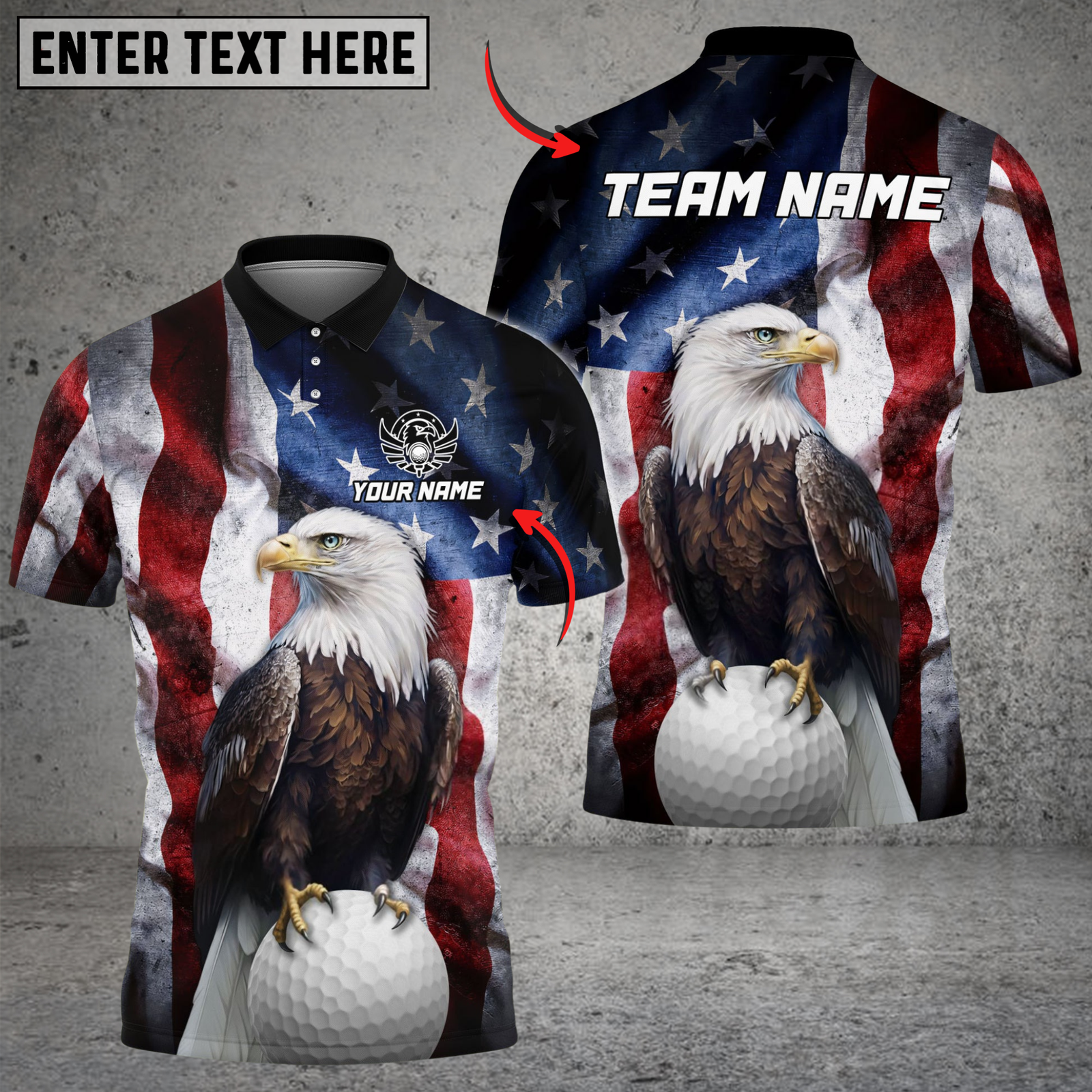 Blisscorners Patriotic Eagle Golf Polo Shirt, Custom Name & Team Name 3D Shirts