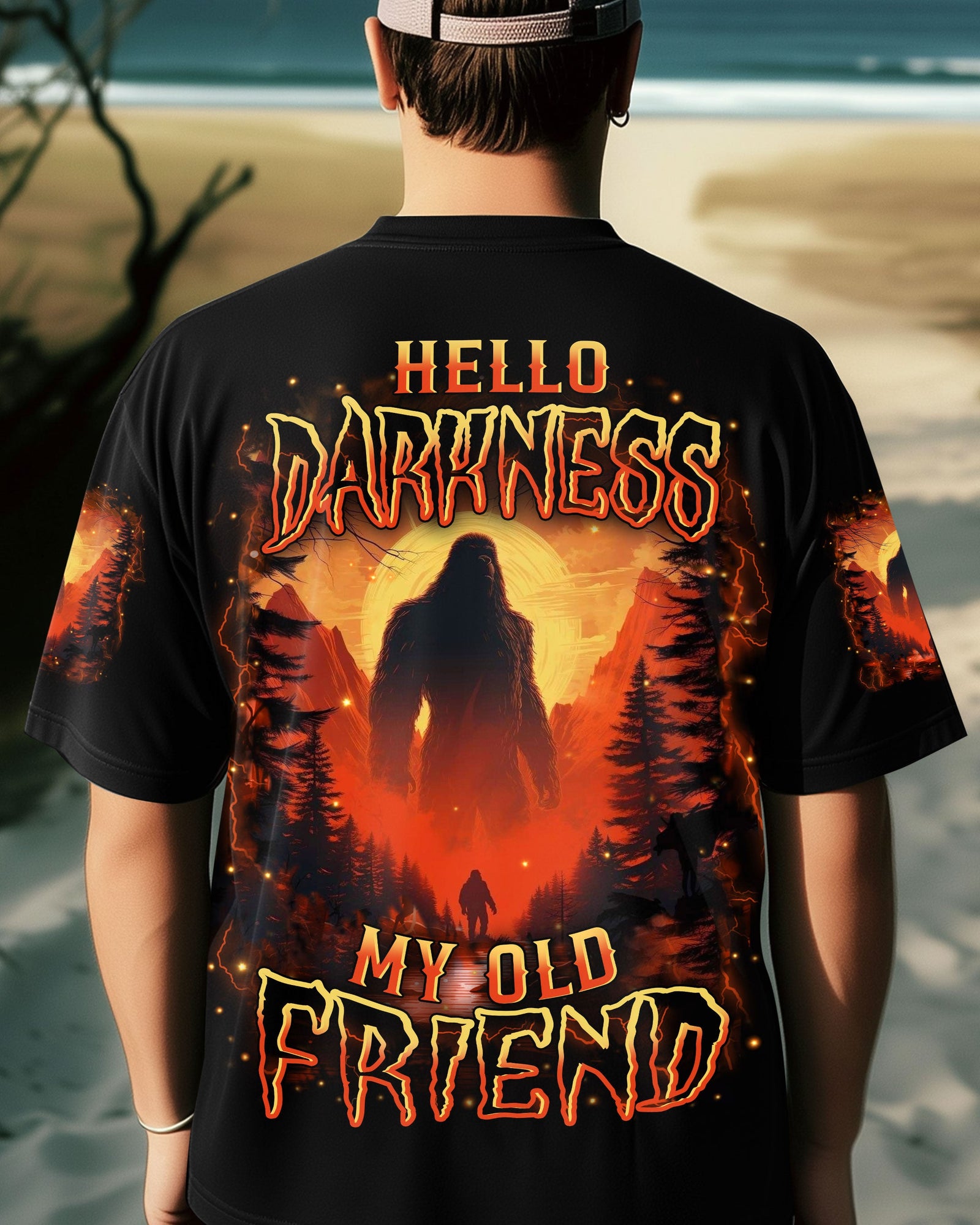 BLISSCORNERS HELLO DARKNESS MY OLD FRIEND BIGFOOT ALL OVER PRINT