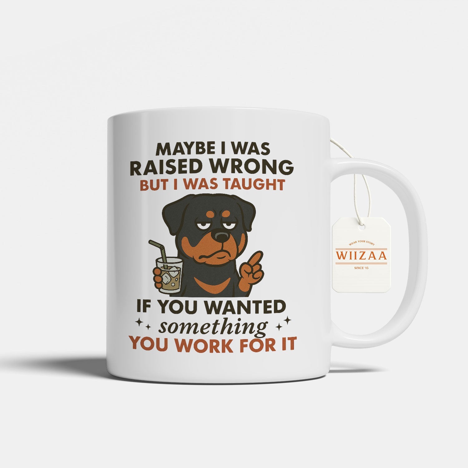 Blisscorners Rottweiler Coffee Mug - Funny Maybe I Was Raised Wrong Quote Design