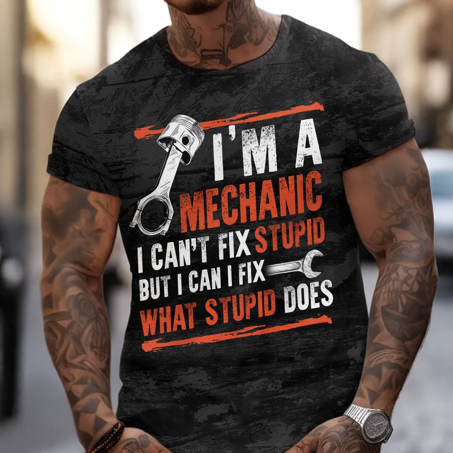 Blisscorners Funny Vintage Mechanic Shirt I'm A Mechanic I Can't FIX Stupid Black Unisex T Shirt