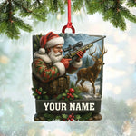 Blisscorners Custom Name Santa Hunter Ornament, Deer Hunting Christmas Tree Decor, Personalized Camo Gift