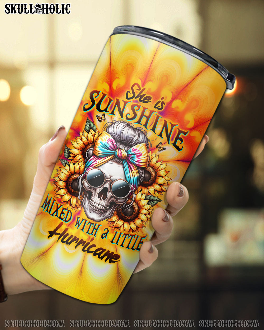 BLISSCORNERS SHE IS SUNSHINE SKULL TIE DYE TUMBLER