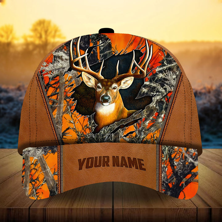 Blisscorners Premium Leather Ragged Deer Hunting Camo Pattern 3D Multicolor Personalized Cap