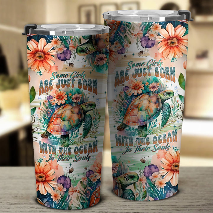 BLISSCORNERS SOME GIRLS ARE JUST BORN TURLTE WATERCOLOR TUMBLER - TLNT1104243