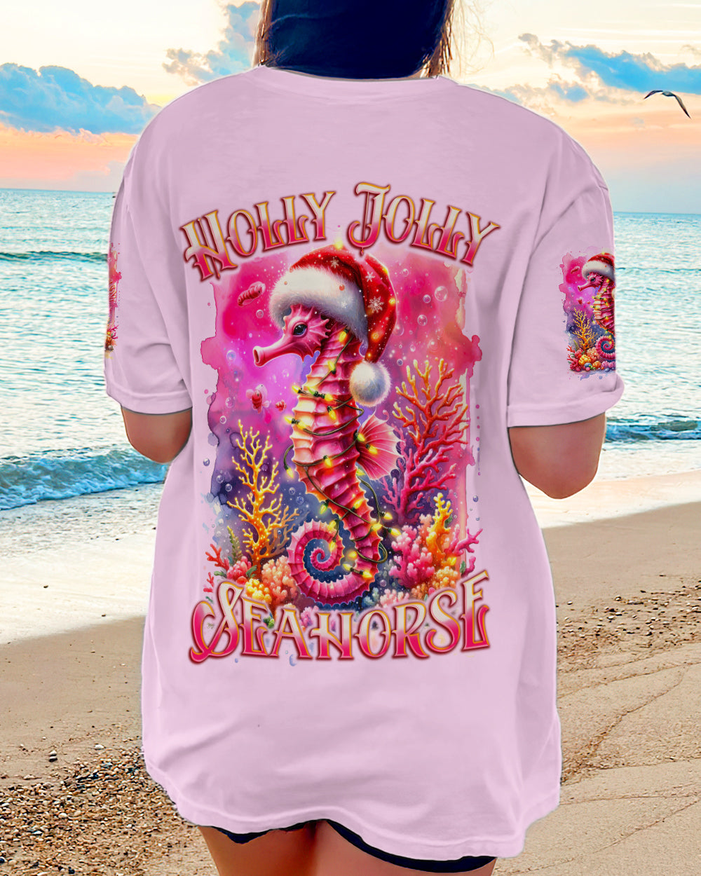 BLISSCORNERS HOLLY JOLLY SEAHORSE CHRISTMAS ALL OVER PRINT