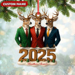 Blisscorners Personalized Brothers Forever 2025 Christmas Ornament, Custom Name Deer Trio in Suits, Funny Family Brother Gift Decor