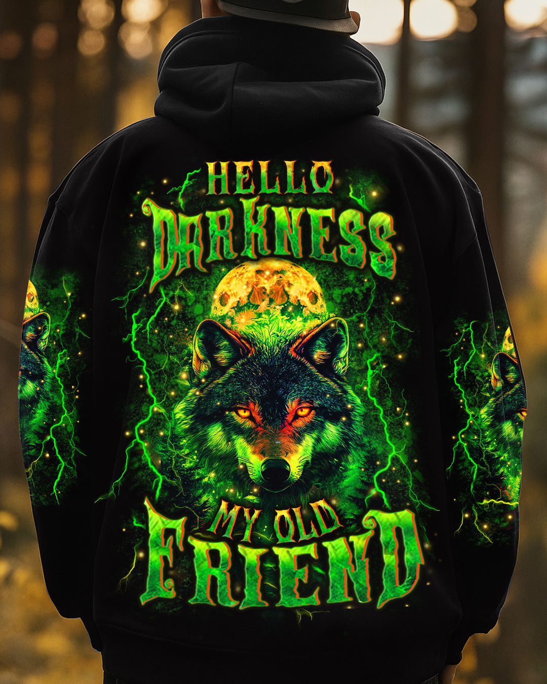 BLISSCORNERS HELLO DARKNESS MY OLD FRIEND WOLF ALL OVER PRINT