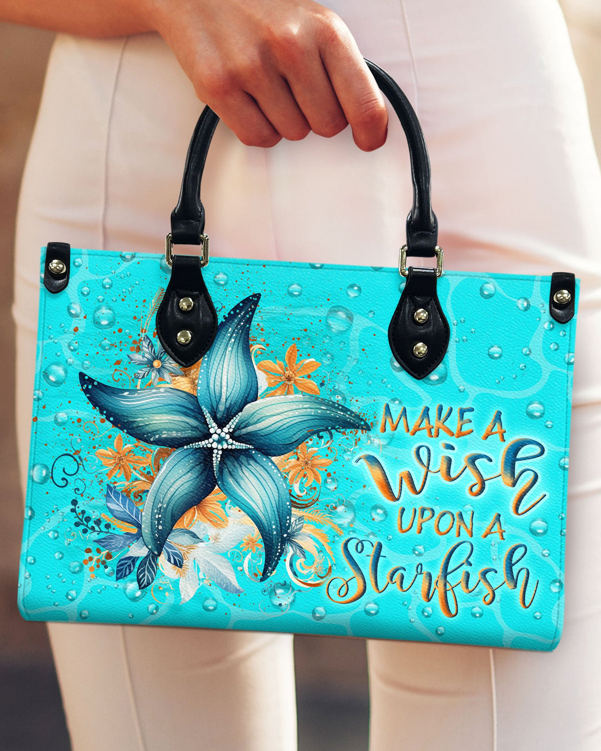 BLISSCORNERS MAKE A WISH UPON A STARFISH LEATHER HANDBAG