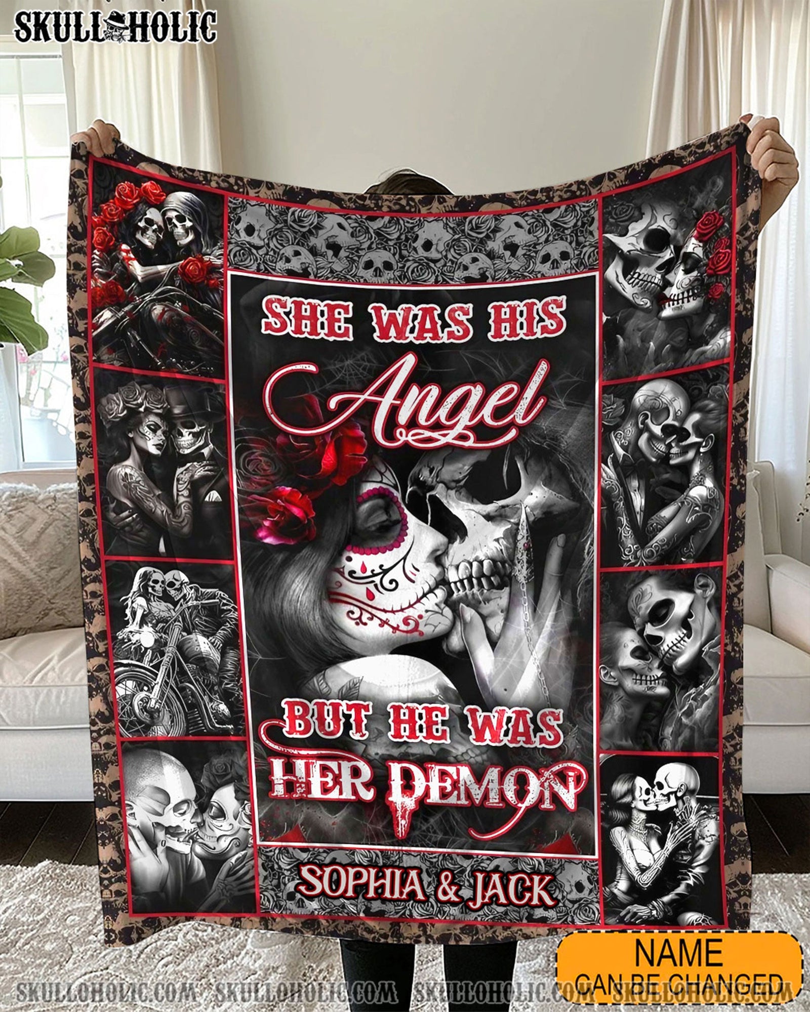 BLISSCORNERS PERSONALIZED SHE WAS HIS ANGEL FLEECE BLANKET