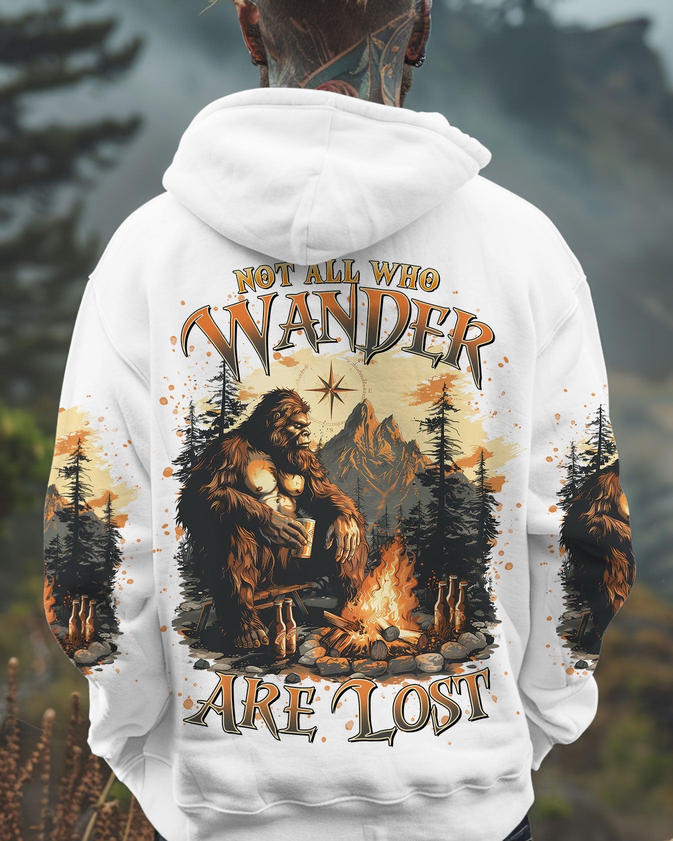 BLISSCORNERS NOT ALL WHO WANDER ARE LOST BIGFOOT ALL OVER PRINT