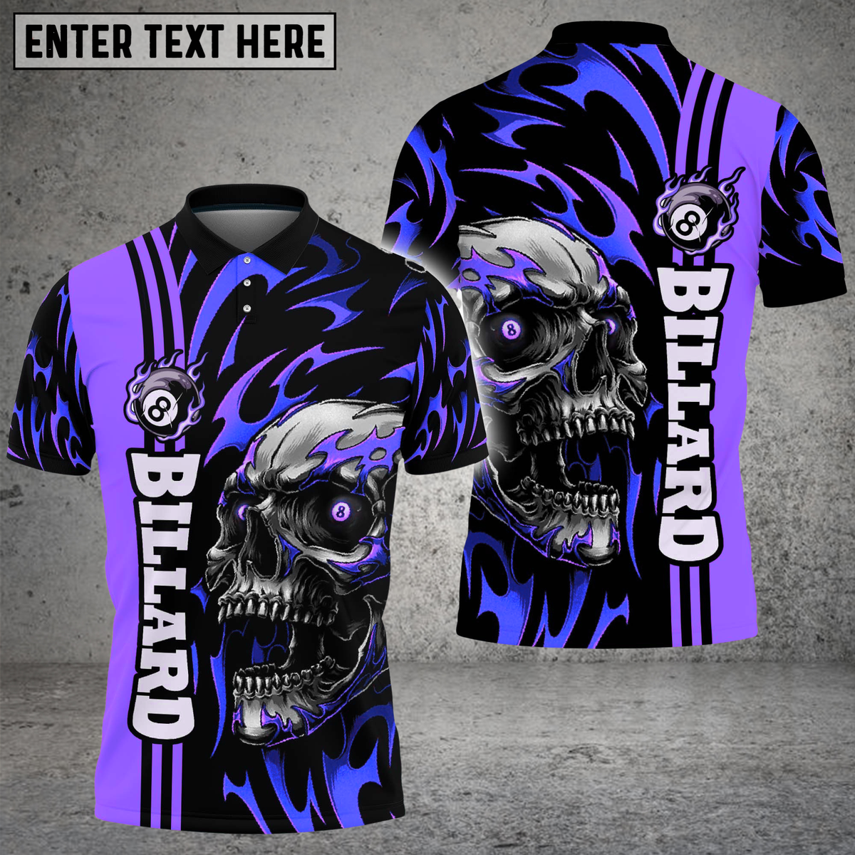 Blisscorners Billiards Skull Fire Multicolor Customized Name, Team Name 3D Shirt
