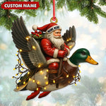 Blisscorners Personalized Santa Riding Duck Ornament, Custom Name Christmas Gift for Hunters LM0411