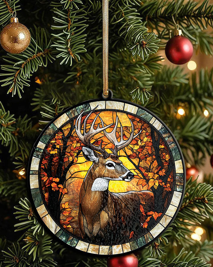 BLISSCORNERS DEER STAINED GLASS ORNAMENT & KEYCHAIN