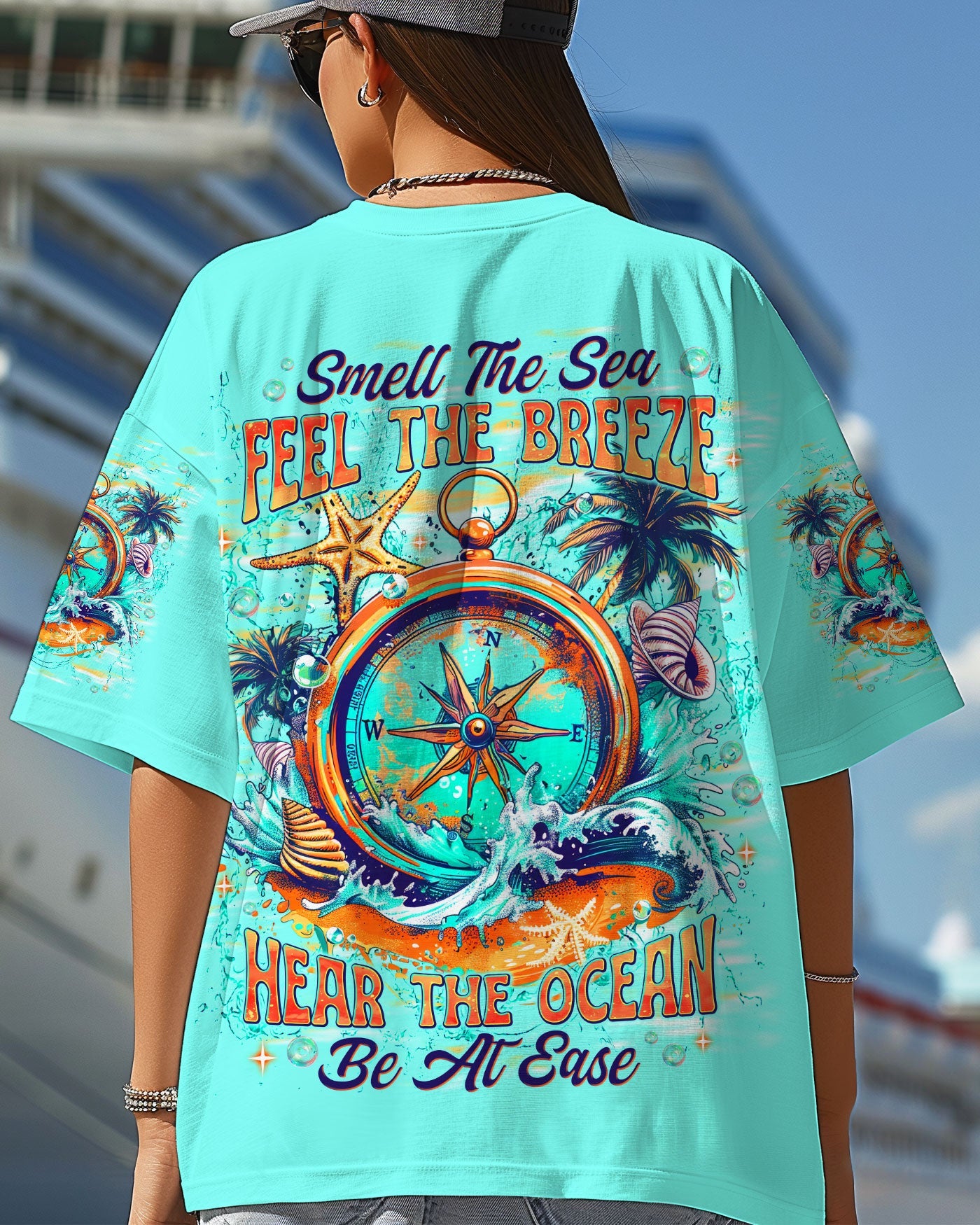 BLISSCORNERS SMELL THE SEA FEEL THE BREEZE COMPASS ALL OVER PRINT