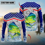 Blisscorners Mahi-Mahi Fishing American Anchor Compass Lighthouse Graphic Custom Name & Team Name 3D Shirts