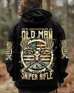 BLISSCORNERS NEVER UNDERESTIMATE AN OLD MAN WITH A SNIPER RIFLE ALL OVER PRINT
