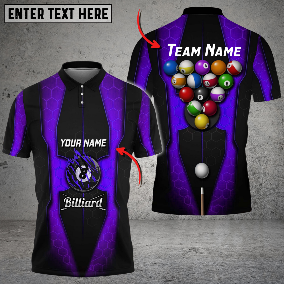 Blisscorners Billiards Hex Gradient Multicolor Customized Name, Team Name 3D Shirt